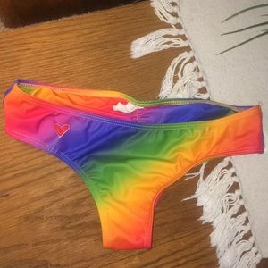 Rainbow tye dye heart cut out bikini bottoms